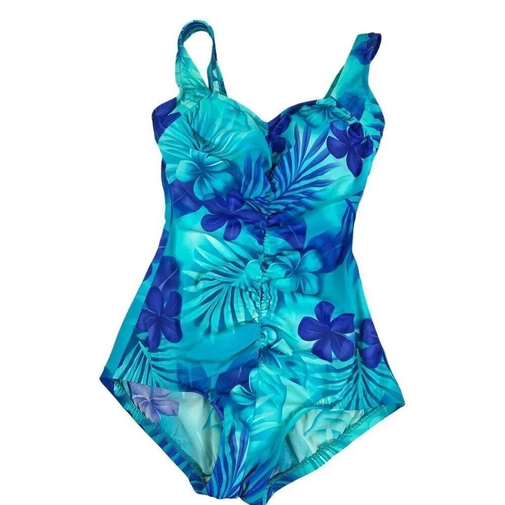 Maxine Vintage One Piece swimsuit with front shirring size 10